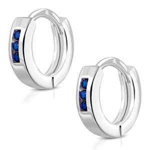 Hoop Huggie Earrings Girls Silver Plated Brass Cubic Zirconia