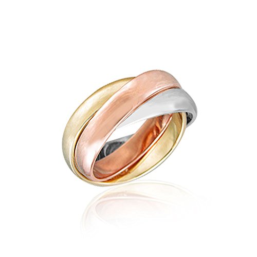 My Daily Styles Stainless Steel Three Gold-Tone Interlocking Polished Ring Band Set, 5 mm Wide