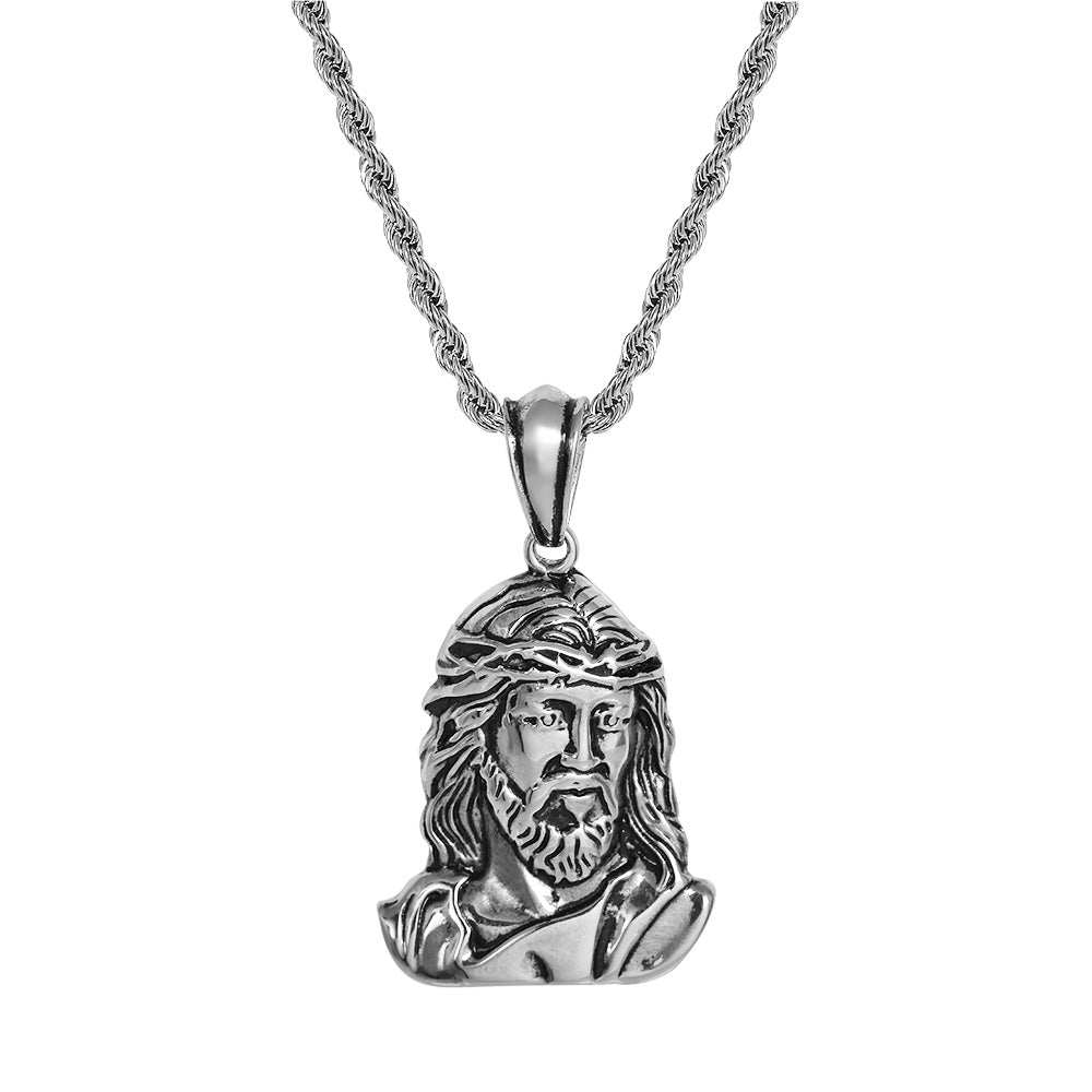 Stainless Steel Extra Large Hip-Hop Jesus Mens Pendant Necklace