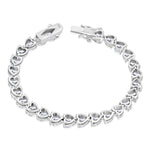 Women's 925 Sterling Silver Love Heart Tennis Bracelet Cubic Zirconia