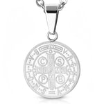 My Daily Styles Stainless Steel Silver-Tone Religious Charm Circle Cross Pendant Necklace, 20"