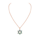 Rose Gold Inlay Opal Star of David Necklace Pendant Sterling Silver