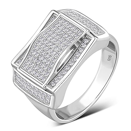 Men's 925 Sterling Silver Statement Ring Cubic Zirconia