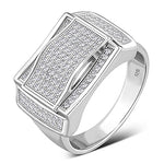 Men's 925 Sterling Silver Statement Ring Cubic Zirconia