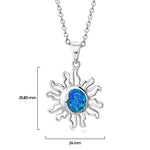 My Daily Styles - Sun and Moon Necklace - Celestial Pendant Necklace Adorned with Gorgeous Blue Simulated Opal Stone - Alluring 925 Sterling Silver Necklace