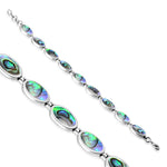 Women's Simulated Abalone Shell 925 Sterling Silver Oval Link Adjustable from 6.5" - 7.25" (inches) Bracelet