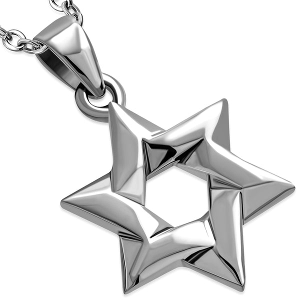 925 Sterling Silver CZ Jewish Star of David Pendant Necklace, 20"