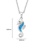 My Daily Styles – Seahorse Necklace – Sterling Silver Pendant Necklace – Encrusted with Synthetic Opal Stone – Ocean Inspired Opal Jewelry for Women