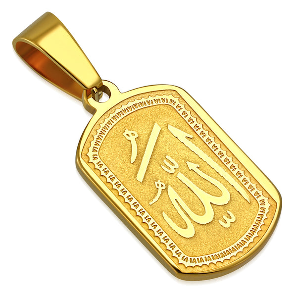 Gold Allah Dogtag Muslim Pendant Stainless Steel