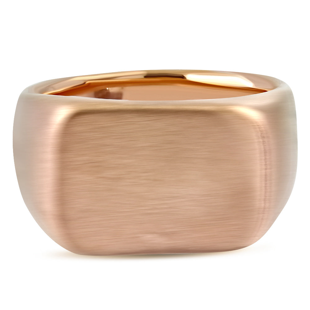 Mens Rose Gold Tone Rectangular Geometric Statement Ring Stainless Steel