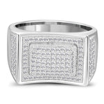 Men's 925 Sterling Silver Rectangular Geometric Ring Cubic Zirconia