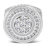 Men's 925 Sterling Silver Circular Geometric Statement Ring Cubic Zirconia
