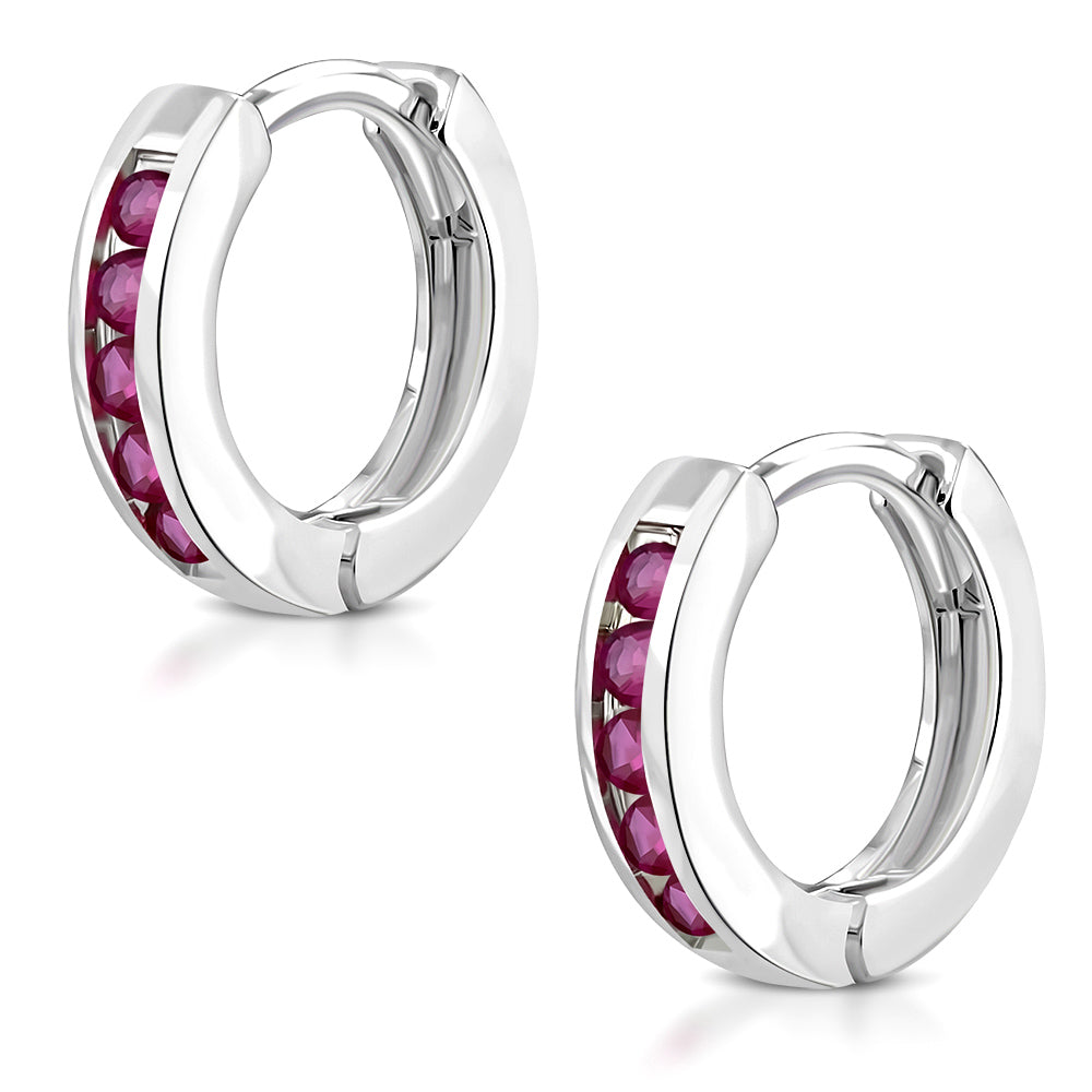Hoop Huggie Earrings Girls Silver Plated Brass Cubic Zirconia