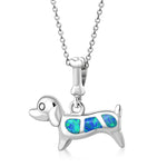 My Daily Styles 925 Sterling Silver Puppy Dog Pet Opal Pendant Necklace