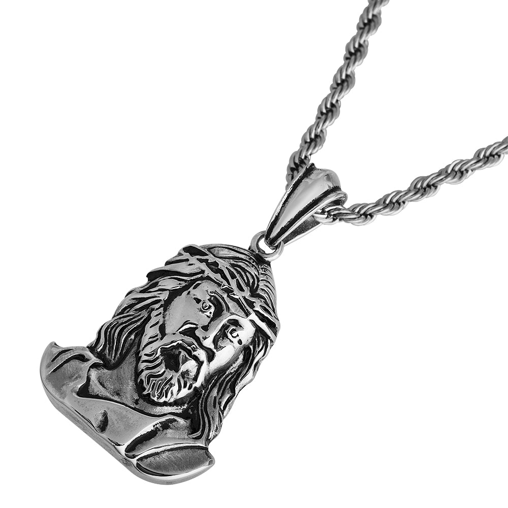 Stainless Steel Extra Large Hip-Hop Jesus Mens Pendant Necklace