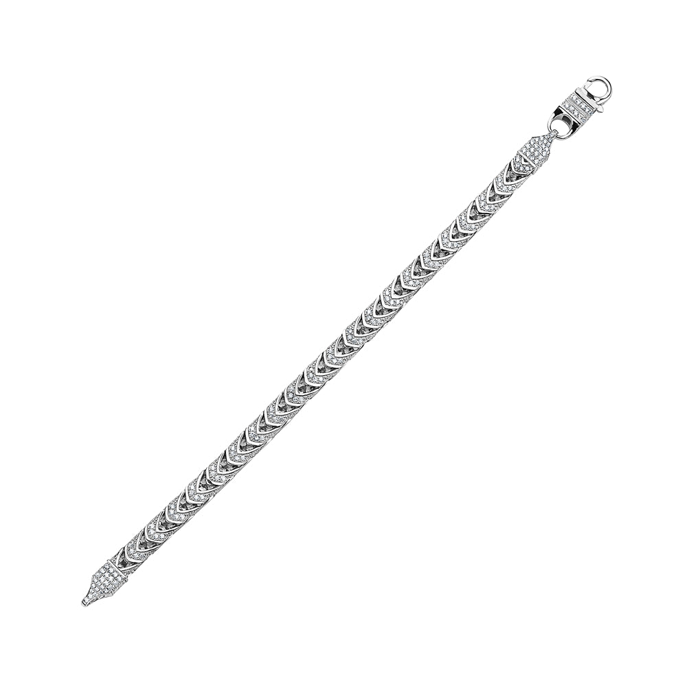 My Daily Styles Franco Link Style 925 Sterling Silver 7mm Cubic Zirconia Elegant Mens Bracelet