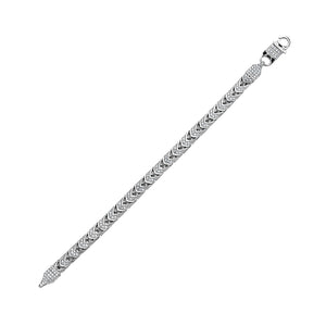 My Daily Styles Franco Link Style 925 Sterling Silver 7mm Cubic Zirconia Elegant Mens Bracelet