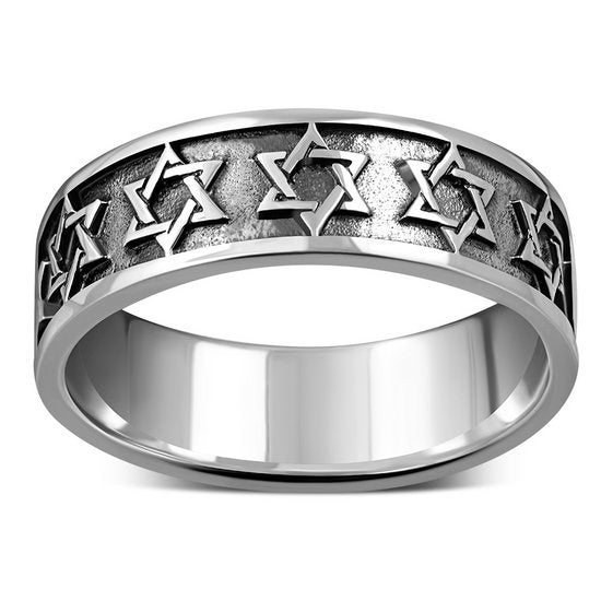 925 Sterling Silver Jewish Judaica Star of David Ring Band
