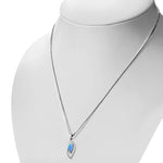 Womens Blue Green Simulated Opal 925 Sterling Silver Pendant Necklace