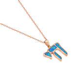 Rose Gold Opal Chai Necklace Pendant Sterling Silver