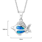 My Daily Styles - Fish Necklace for Women – Synthetic Opal Necklace – 925 Sterling Silver Pendant Necklace – Silver Pendant Encrusted with Blue and Green Simulated Opal Stone – 0.54″ x0.75″