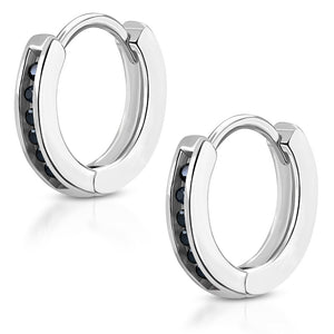 Hoop Huggie Earrings Girls Silver Plated Brass Cubic Zirconia