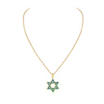 Gold Opal Inlay Star of David Necklace Pendant Sterling Silver