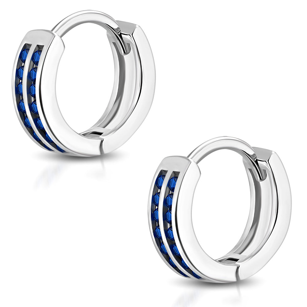 Hoop Huggie Earrings Girls Silver Plated Brass Cubic Zirconia
