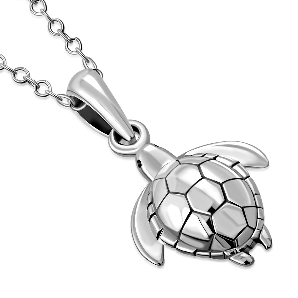 Womens Girls Sea Turtle Necklace Pendant 925 Sterling Silver