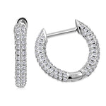 925 Sterling Silver Hoop Huggie Earrings Cubic Zirconia