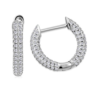 925 Sterling Silver Hoop Huggie Earrings Cubic Zirconia