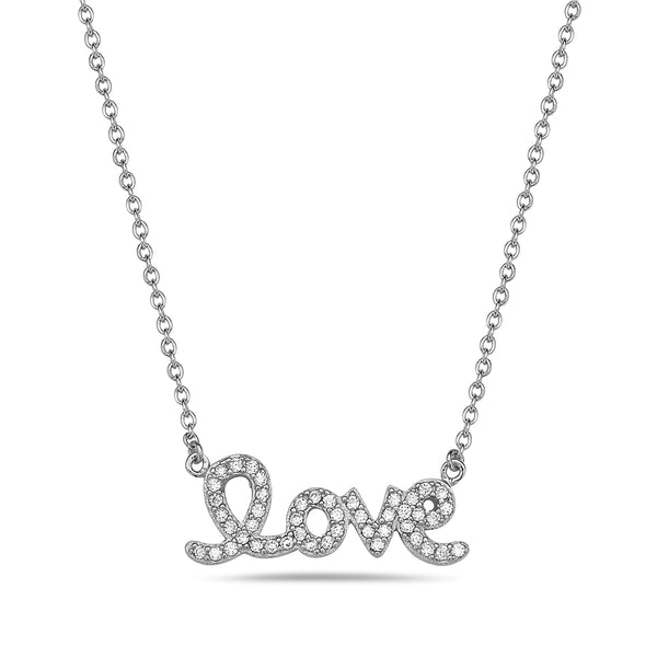Cursive Love Pendant Necklace in 925 Sterling Silver