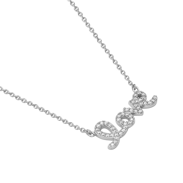 Cursive Love Pendant Necklace in 925 Sterling Silver