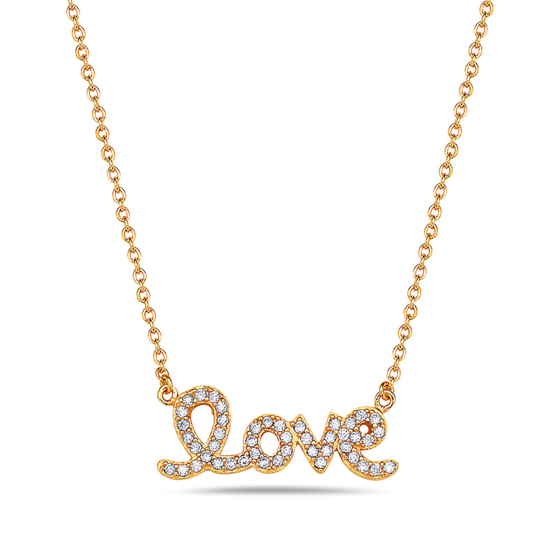 Cursive Love Pendant Necklace in 925 Sterling Silver