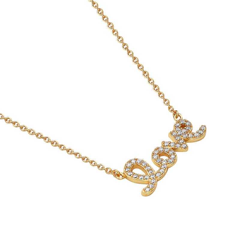 Cursive Love Pendant Necklace in 925 Sterling Silver