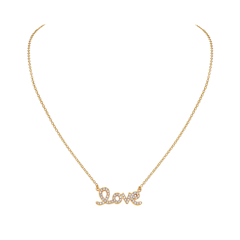 Cursive Love Pendant Necklace in 925 Sterling Silver