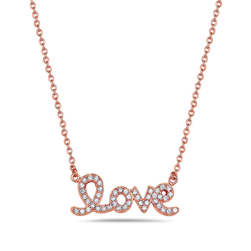 Cursive Love Pendant Necklace in 925 Sterling Silver