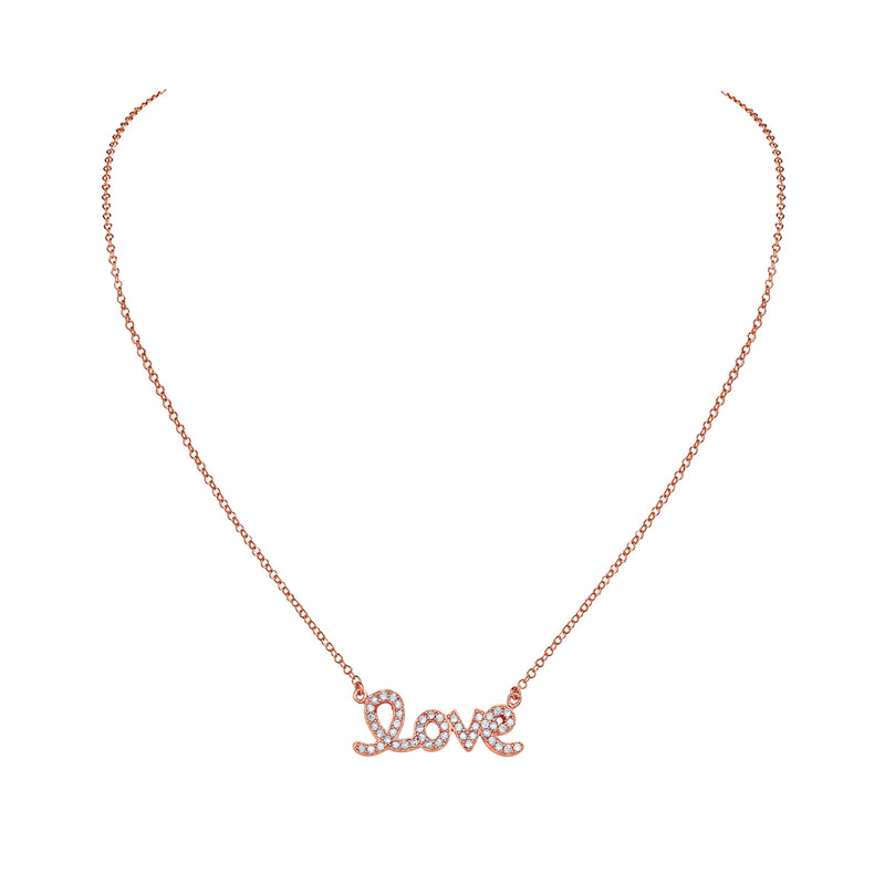 Cursive Love Pendant Necklace in 925 Sterling Silver