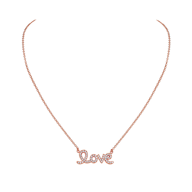 Cursive Love Pendant Necklace in 925 Sterling Silver