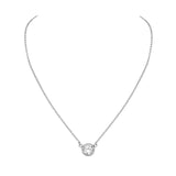 Classic Solitaire Cubic Zirconia Sterling Silver Pendant Necklace