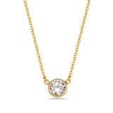Classic Solitaire Cubic Zirconia Sterling Silver Pendant Necklace