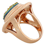 18K Rose Gold Plated Bronze Drusy Quartz Glitter Large Cocktail Statement Ring