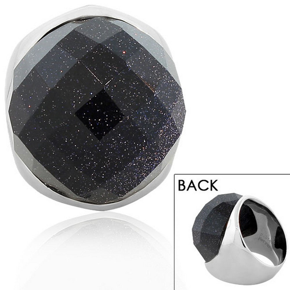 FERRARO Stainless Steel Silver-Tone Faceted Purple Stone Glitter Large Cocktail Statement Ring