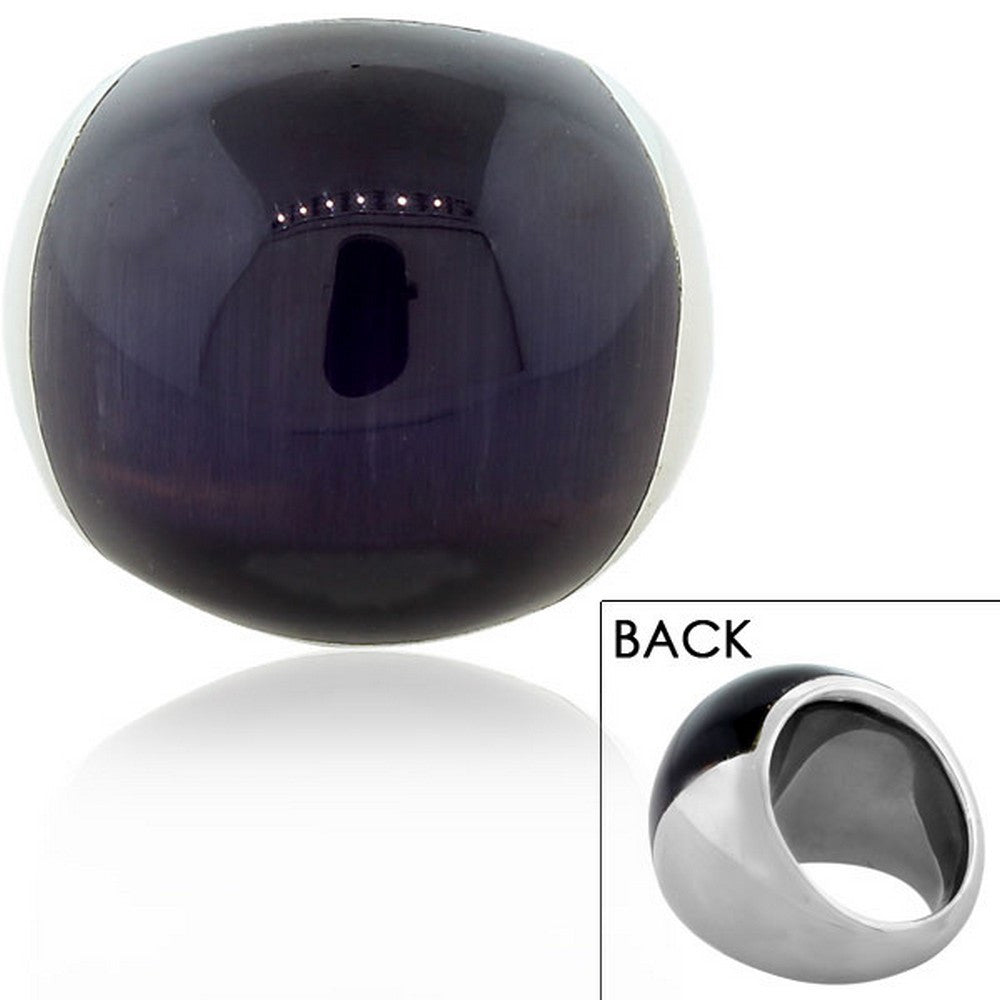 FERRARO Stainless Steel Silver-Tone Purple Stone Large Cocktail Statement Ring 
