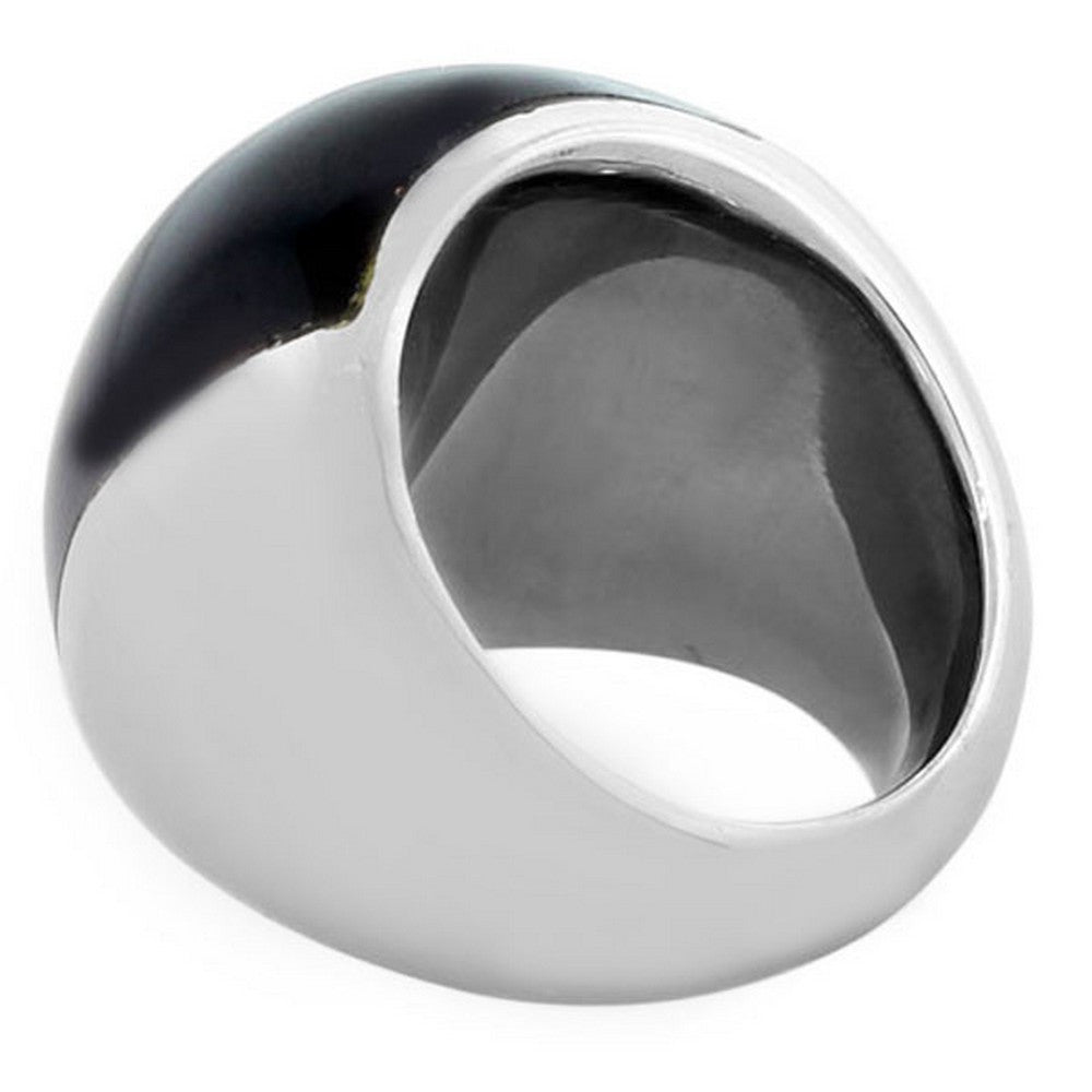 Stainless Steel Silver-Tone Purple Stone Large Cocktail Statement Ring