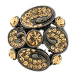 Fashion Alloy Black Brown CZ Flower Floral Design Statement Cocktail Ring