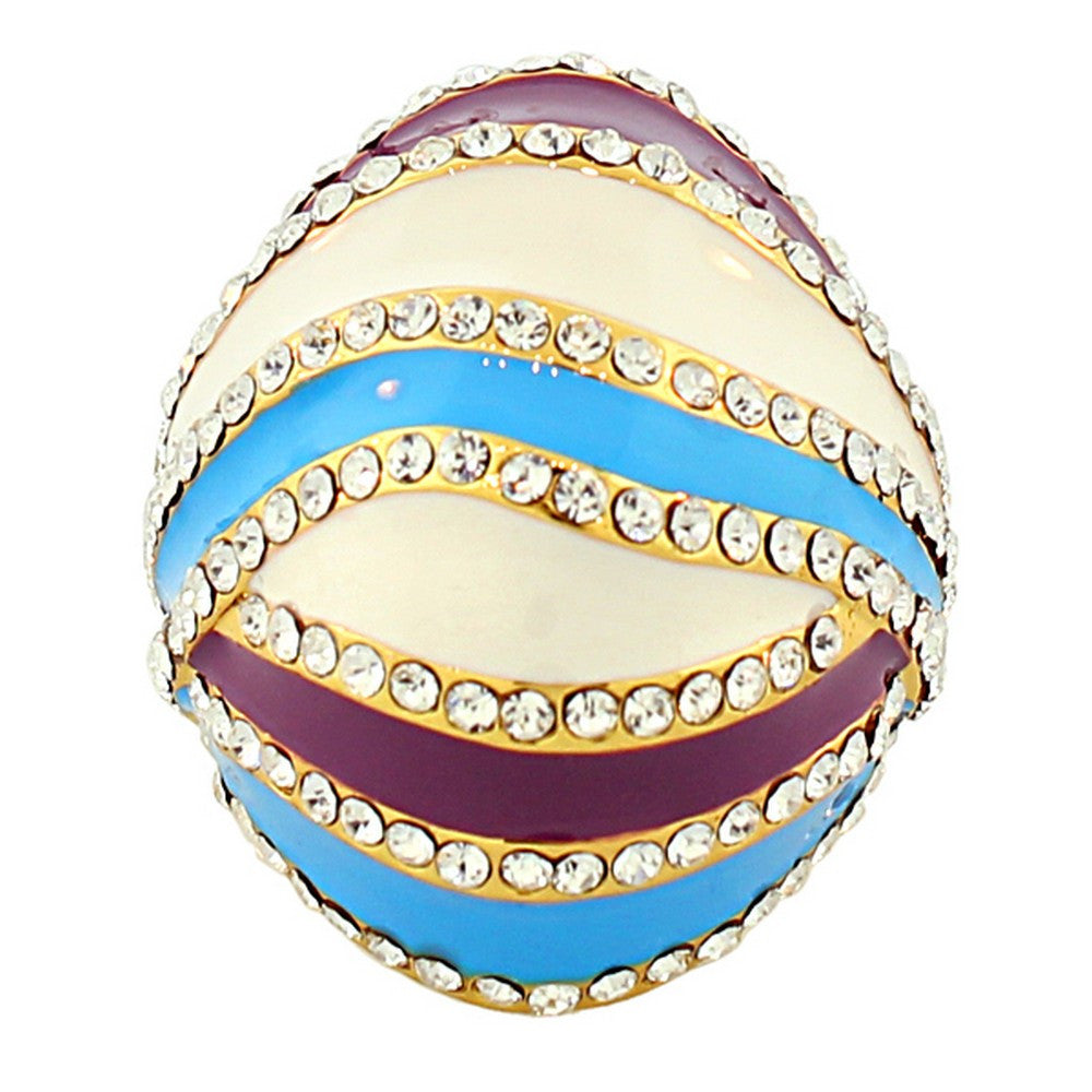 Fashion Alloy Yellow Gold-Tone Purple White Clear CZ Flower Floral Cocktail Ring