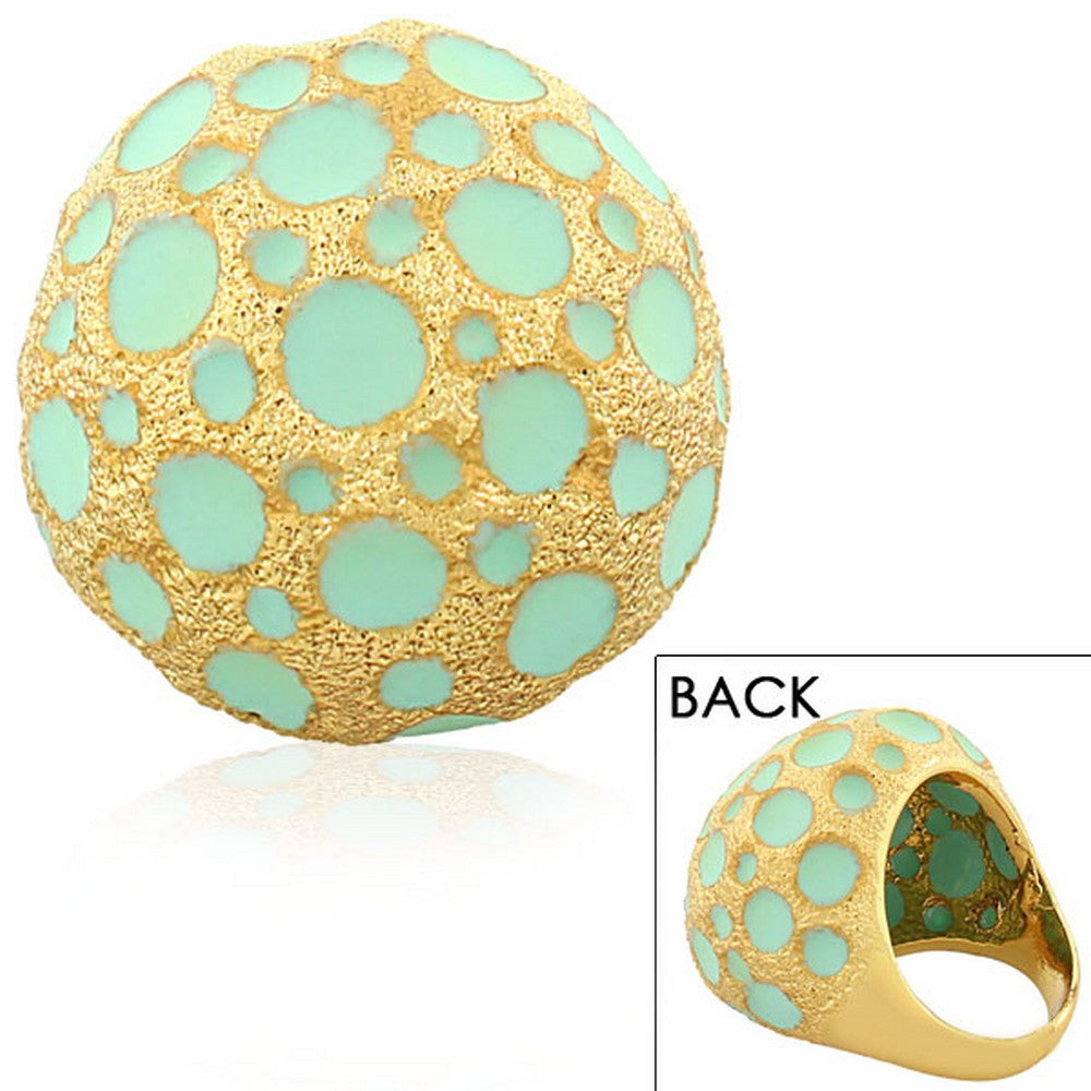 Fashion Alloy Yellow Gold-Tone Turquoise-Tone Statement Cocktail Ring