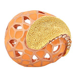 Fashion Alloy Yellow Rose Gold-Tone Orange Brown CZ Statement Cocktail Ring