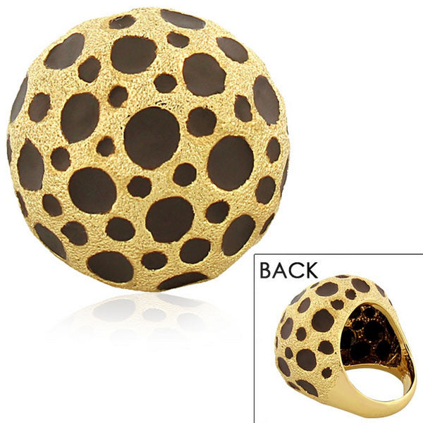 Fashion Alloy Yellow Gold-Tone Brown Leopard Pattern Statement Cocktail Ring